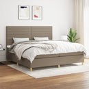 vidaXL tópszínű szövet rugós ágy matraccal 200 x 200 cm