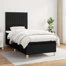 vidaXL fekete szövet rugós ágy matraccal 90x200 cm