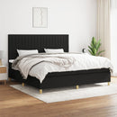 vidaXL fekete szövet rugós ágy matraccal 200 x 200 cm