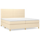 vidaXL krémszínű szövet rugós ágy matraccal 200 x 200 cm