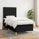 vidaXL fekete szövet rugós ágy matraccal 90x200 cm