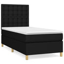 vidaXL fekete szövet rugós ágy matraccal 100 x 200 cm