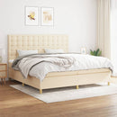 vidaXL krémszínű szövet rugós ágy matraccal 200 x 200 cm