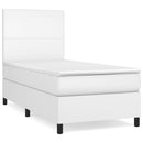 vidaXL fehér műbőr rugós ágy matraccal 90x190 cm