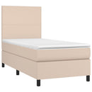 vidaXL cappuccino színű műbőr rugós ágy matraccal 90 x 190 cm