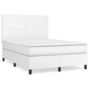 vidaXL fehér műbőr rugós ágy matraccal 140x190 cm