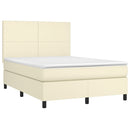 vidaXL krémszínű műbőr rugós ágy matraccal 140x190 cm