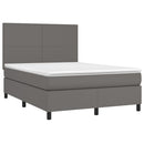 vidaXL szürke műbőr rugós ágy matraccal 140x190 cm