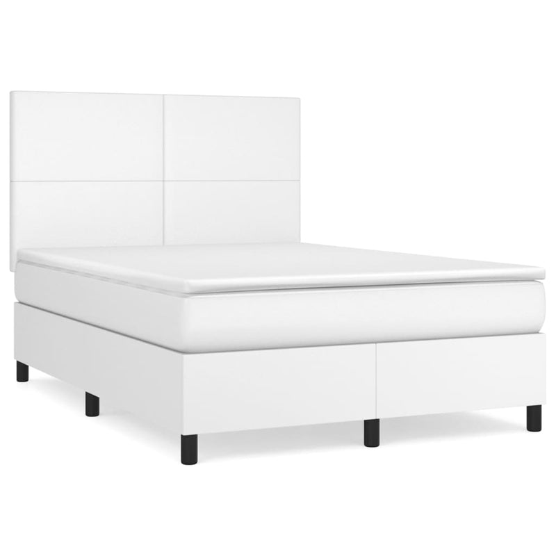 vidaXL fehér műbőr rugós ágy matraccal 140 x 200 cm