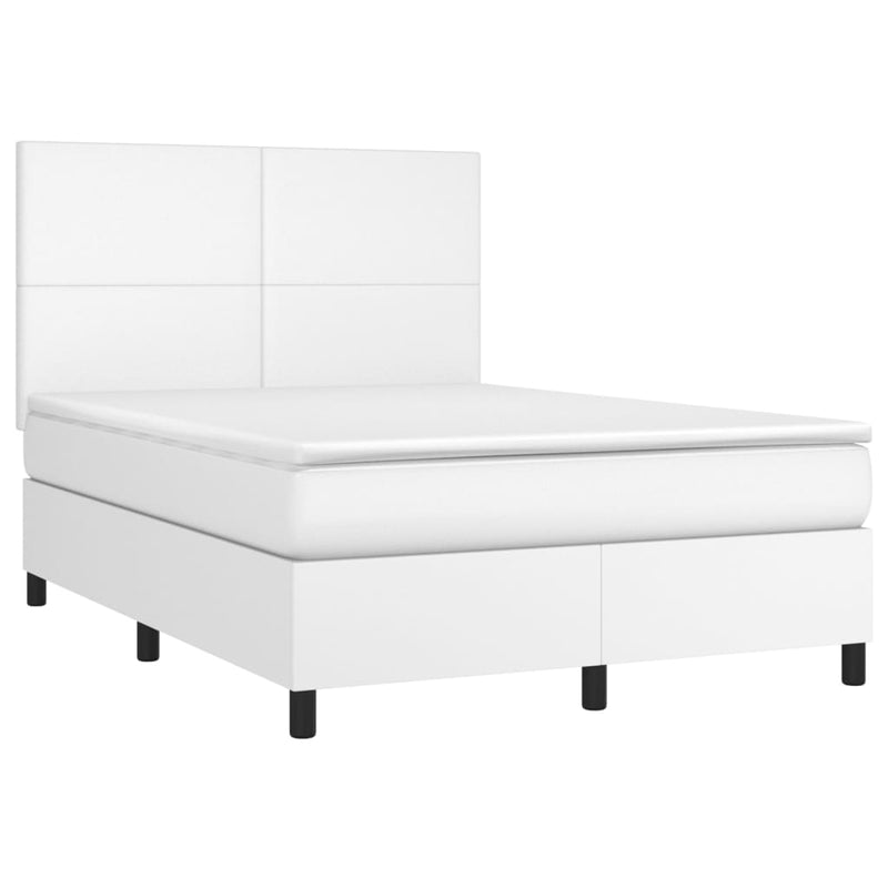 vidaXL fehér műbőr rugós ágy matraccal 140 x 200 cm