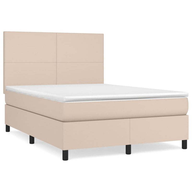 vidaXL cappuccino színű műbőr rugós ágy matraccal 140 x 200 cm