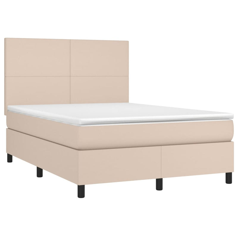 vidaXL cappuccino színű műbőr rugós ágy matraccal 140 x 200 cm