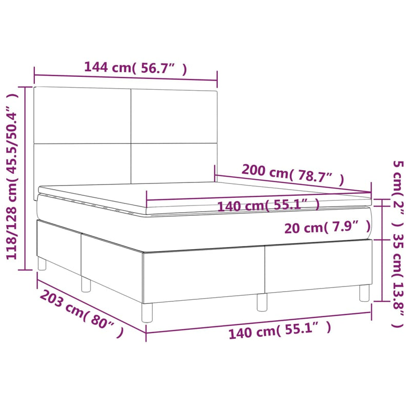 vidaXL cappuccino színű műbőr rugós ágy matraccal 140 x 200 cm