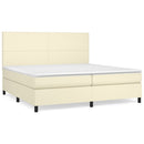 vidaXL krémszínű műbőr rugós ágy matraccal 200 x 200 cm