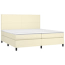 vidaXL krémszínű műbőr rugós ágy matraccal 200 x 200 cm