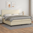 vidaXL krémszínű műbőr rugós ágy matraccal 200 x 200 cm
