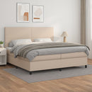 vidaXL cappuccino színű műbőr rugós ágy matraccal 200 x 200 cm