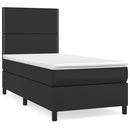 vidaXL fekete műbőr rugós ágy matraccal 90x190 cm