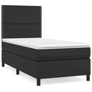 vidaXL fekete műbőr rugós ágy matraccal 100 x 200 cm