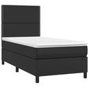 vidaXL fekete műbőr rugós ágy matraccal 100 x 200 cm