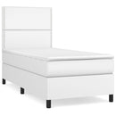 vidaXL fehér műbőr rugós ágy matraccal 100 x 200 cm