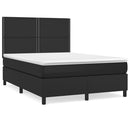 vidaXL fekete műbőr rugós ágy matraccal 140 x 190 cm