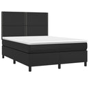 vidaXL fekete műbőr rugós ágy matraccal 140 x 190 cm