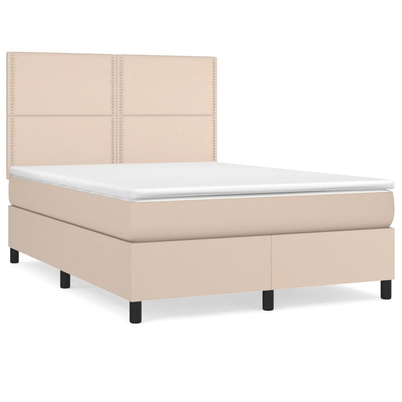 vidaXL cappuccino színű műbőr rugós ágy matraccal 140 x 200 cm