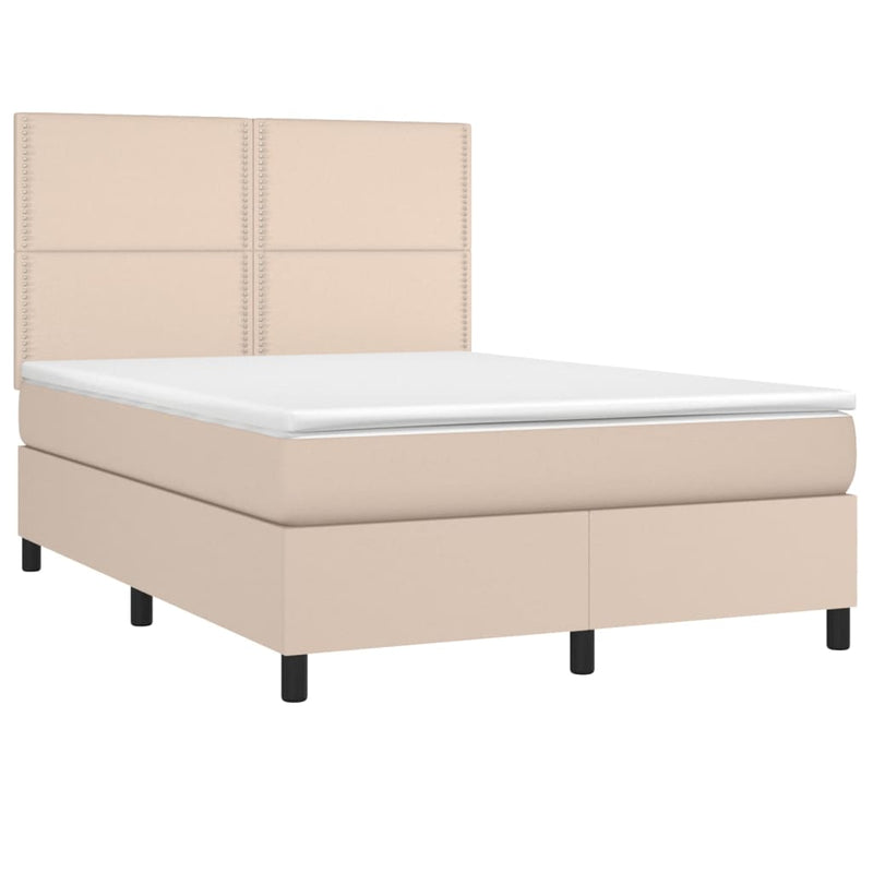 vidaXL cappuccino színű műbőr rugós ágy matraccal 140 x 200 cm