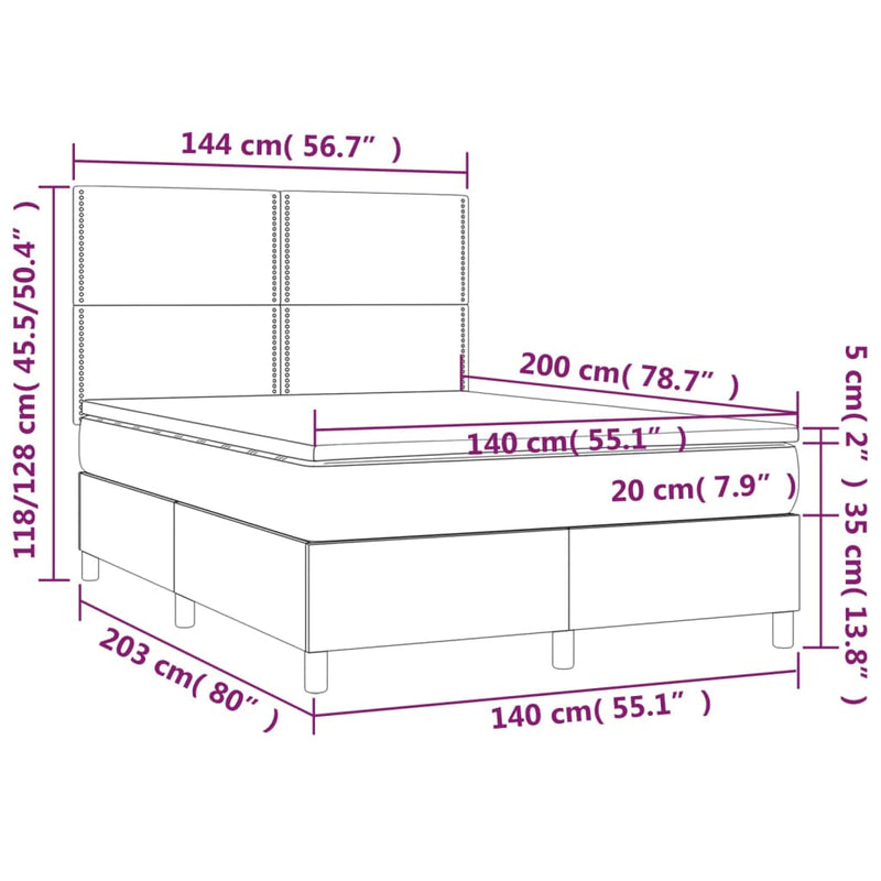 vidaXL cappuccino színű műbőr rugós ágy matraccal 140 x 200 cm