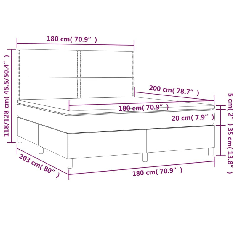 vidaXL fekete műbőr rugós ágy matraccal 180 x 200 cm