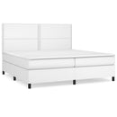 vidaXL fehér műbőr rugós ágy matraccal 200 x 200 cm