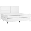 vidaXL fehér műbőr rugós ágy matraccal 200 x 200 cm