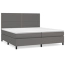 vidaXL szürke műbőr rugós ágy matraccal 200 x 200 cm