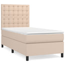 vidaXL cappuccino színű műbőr rugós ágy matraccal 90 x 190 cm