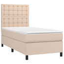 vidaXL cappuccino színű műbőr rugós ágy matraccal 90 x 190 cm