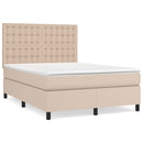 vidaXL cappuccino színű műbőr rugós ágy matraccal 140 x 190 cm
