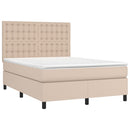 vidaXL cappuccino színű műbőr rugós ágy matraccal 140 x 190 cm