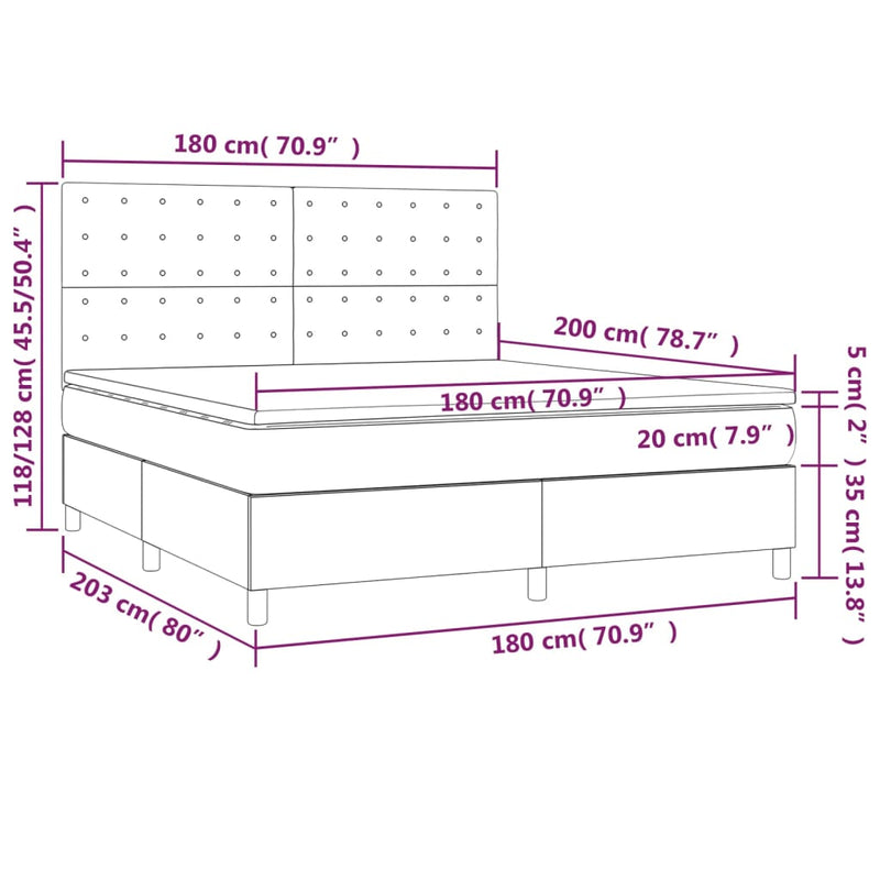 vidaXL fekete műbőr rugós ágy matraccal 180 x 200 cm