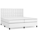 vidaXL fehér műbőr rugós ágy matraccal 200 x 200 cm