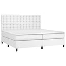 vidaXL fehér műbőr rugós ágy matraccal 200 x 200 cm