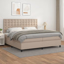 vidaXL cappuccino színű műbőr rugós ágy matraccal 200 x 200 cm