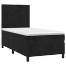 vidaXL fekete bársony rugós ágy matraccal 80 x 200 cm