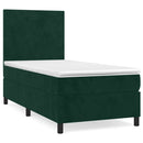 vidaXL sötétzöld bársony rugós ágy matraccal 90 x 200 cm