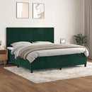 vidaXL sötétzöld bársony rugós ágy matraccal 200x200 cm