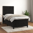vidaXL fekete bársony rugós ágy matraccal 90 x 200 cm