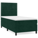 vidaXL sötétzöld bársony rugós ágy matraccal 90 x 200 cm