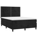vidaXL fekete bársony rugós ágy matraccal 140 x 190 cm