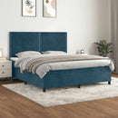 vidaXL sötétkék bársony rugós ágy matraccal 160x200 cm