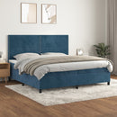 vidaXL sötétkék bársony rugós ágy matraccal 200x200 cm